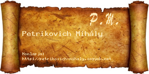 Petrikovich Mihály névjegykártya